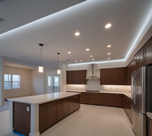 Modern dark kitchen with LED detail